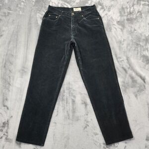 Vintage Eddie Bauer‎ Jeans Womens 10 Black Stretch Corduroy High Rise Tapered